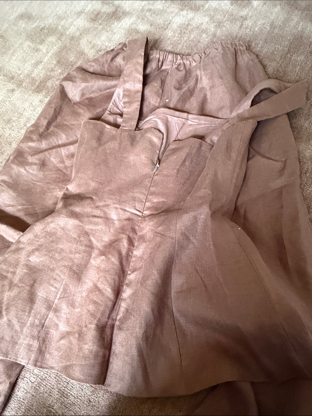 Brown Linen Blend Two-Piece Set - Picture 3 of 4